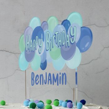 Personalised Balloon Cake Topper, Blue, 3 of 7