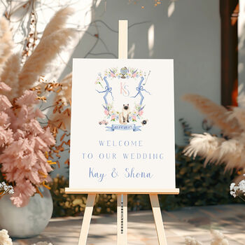 Wedding Welcome Sign With Crest, 6 of 9