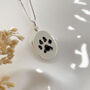 Sterling Silver Paw Print Oval Locket Necklace, thumbnail 2 of 10