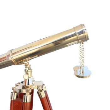 Personalised Double Barrel Telescope With Wooden Tripod, 7 of 8