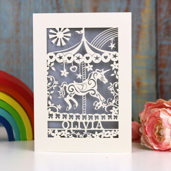 Personalised Papercut Merry Go Round Card, 4 of 7