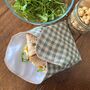 Sea Green Check Linen Reusable Sandwich Wrap, thumbnail 2 of 4