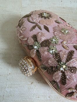 Pink Embroidered Handcrafted Clutch Bag, 9 of 12