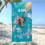 Personalised Mermaid Girl Beach Towel With Name, thumbnail 9 of 12
