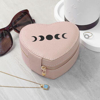 Customisable Moon Phase Pink Heart Jewellery Case, 2 of 10