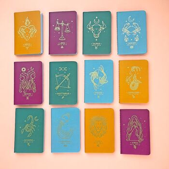 Zodiac Gift Set – Gold Star Sign Necklace And Celestial Notebook, 5 of 6