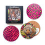 Wild Cat Animal Print Coasters Set Round Heat Resistant, thumbnail 1 of 7