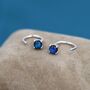 Sterling Silver Galaxy Blue Dichroic Glass Crystal Threader Hoop Earrings, thumbnail 1 of 12