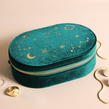 Starry Night Velvet Oval Jewellery Case, 5 of 9
