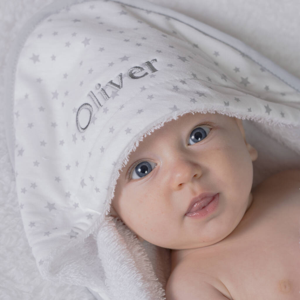 Personalised Star Baby Towelling Hooded Cuddlerobe, 1 of 9