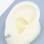 Aquamarine Blue Heart Cz Huggie Hoop, thumbnail 3 of 10