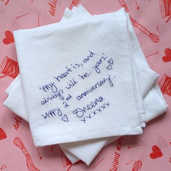 Personalised Second Anniversary Cotton Handkerchief, 2 of 7