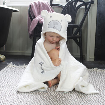Personalised Hooded Baby Bath Towel Bear, 2 of 12