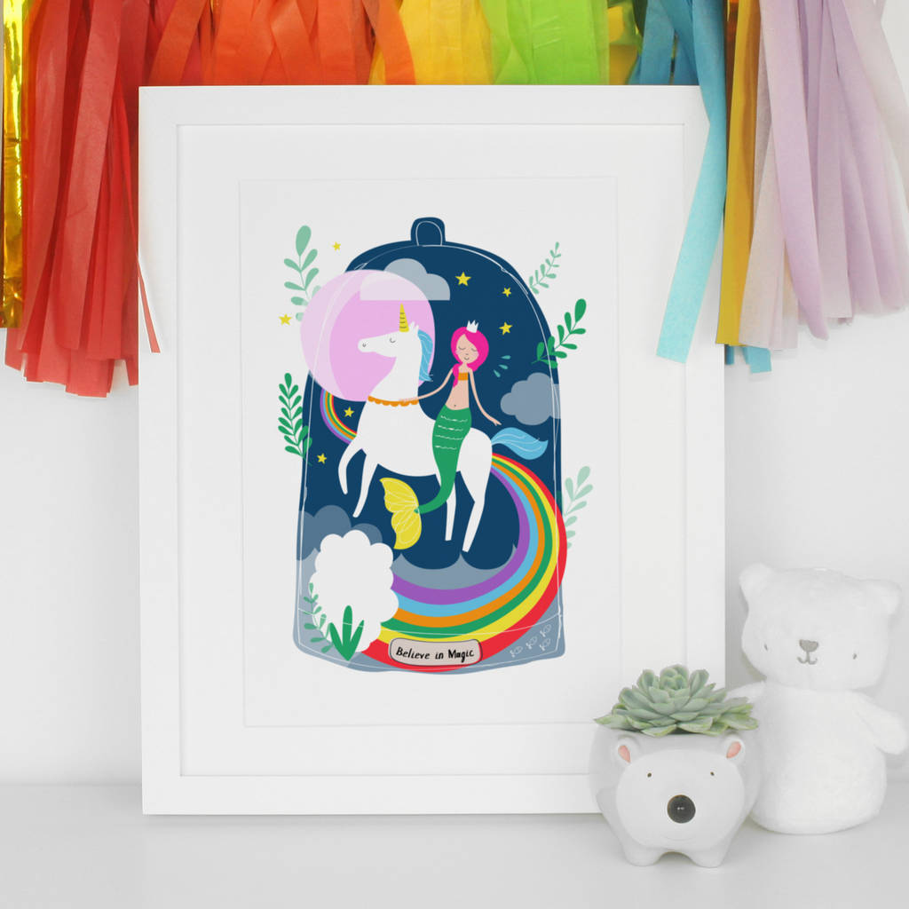 Nursery Art Print Mermaid Unicorn S Wall By Paper Joy Nursery Art Print Mermaid Unicorn S Wall