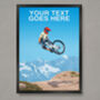 Personalised Mountain Bike Jumping Art Poster, thumbnail 1 of 6