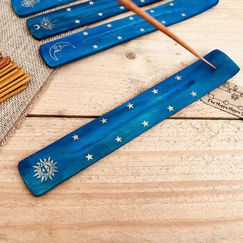 Wooden Incense Holders In Midnight Blue And Gold, 7 of 12
