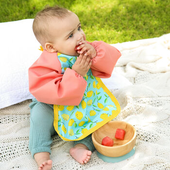 Baby Weaning Bib Coverall In Lemon, 4 of 8