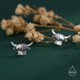 Sterling Silver Delicate Highland Cow Stud Earrings, thumbnail 2 of 11