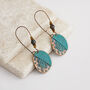 Bronze And Turquoise Aztec Coin Drop Earrings, thumbnail 1 of 3