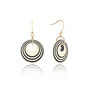 Cream And Black Stripey Circular Earrings, thumbnail 1 of 6