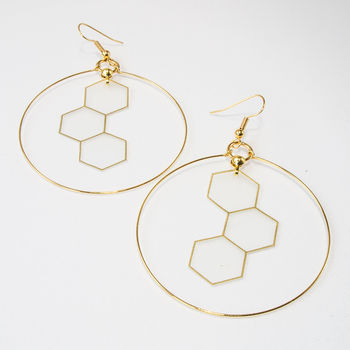 Gold Foil And Vinyl Hexagon Hoop Earrings, 3 of 5