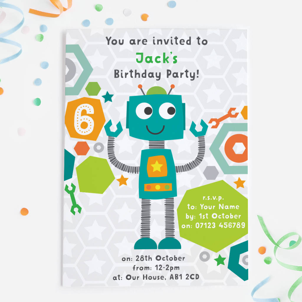 Robot Birthday Party Invitations By Mondaland | notonthehighstreet.com