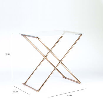 Handcrafted Side Table In Copper, Acrylic Or Glass Top, 3 of 6