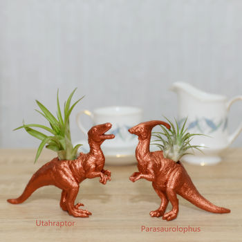 Hand Painted Copper Dinosaur Planter With Plant, 4 of 5