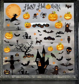 Halloween Pumpkin Ghosts Witches Removable Wall/ Window Stickers, 4 of 9