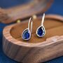 Sapphire Blue Cz Droplet Drop Hook Earrings, thumbnail 1 of 12