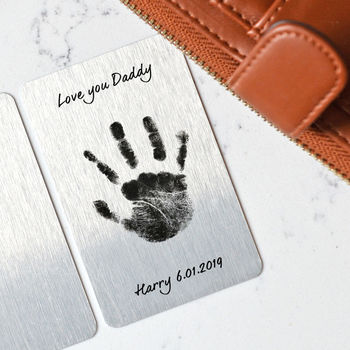 Personalised Hand Or Footprint Wallet Metal Cards, 4 of 6