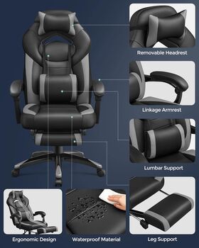 Ergonomic Racing Chair With Footrest And Lumbar Support, 5 of 12