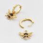 Gold Honey Bee Huggie Earrings, thumbnail 4 of 9
