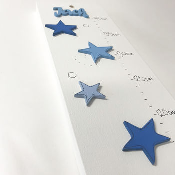 Personalised Blue Stars Wooden Height Chart, 4 of 12