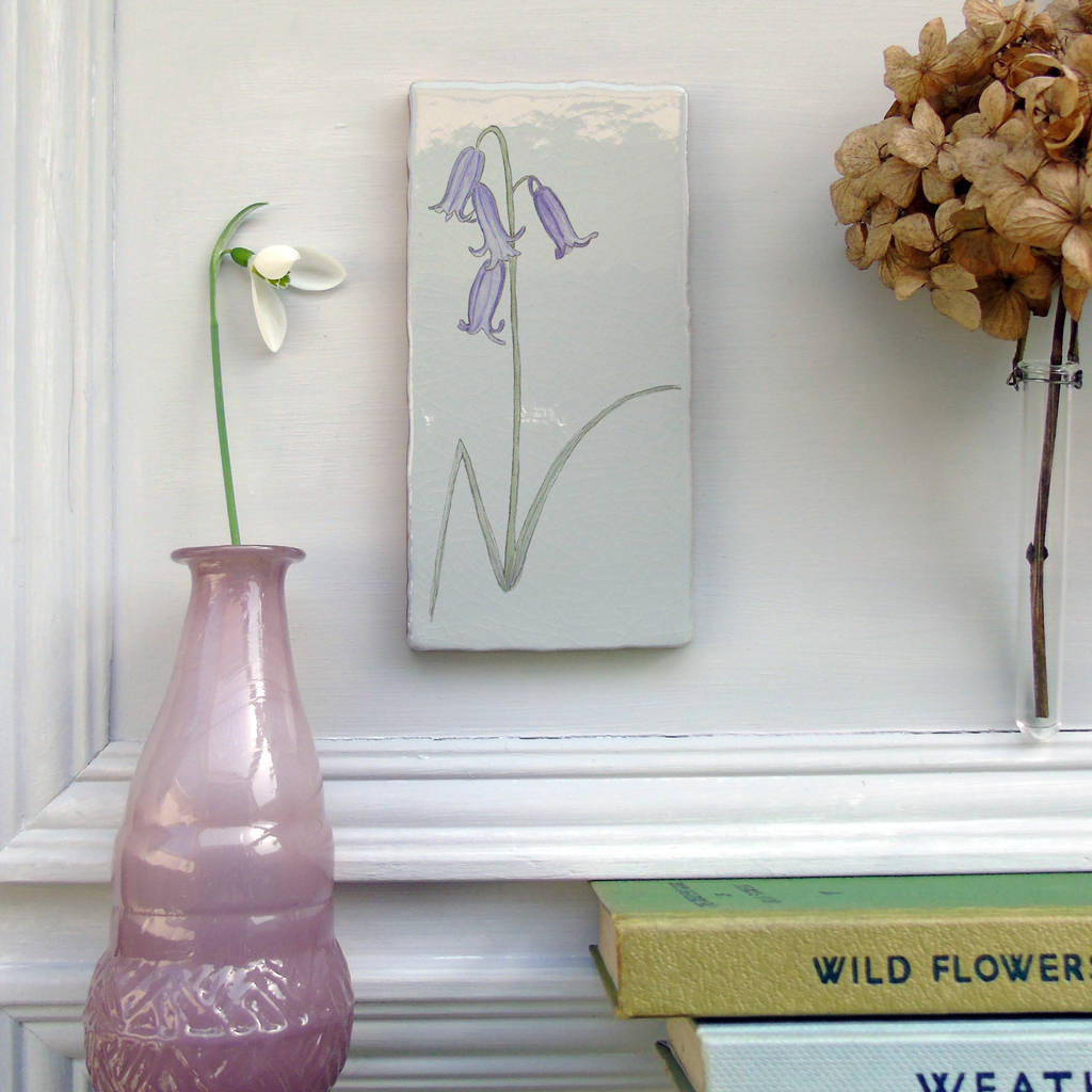 Bluebell Ceramic Tile Wall Art By littlebirdydesigns
