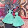 Sterling Silver Hoop Earrings With Turquoise Tassels, thumbnail 1 of 4