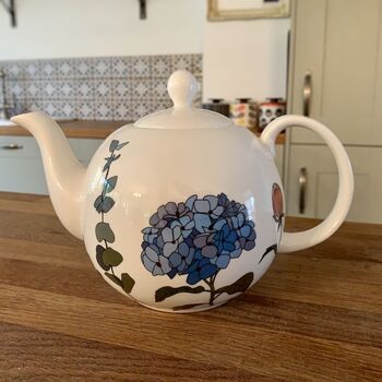 Personalised Peony And Hydrangea Teapot, 2 of 3