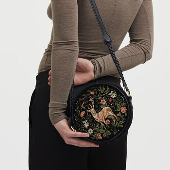 Aurora Fawn Embroidered Black Circle Bag, 2 of 7