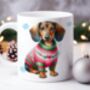 Personalised Dachshund In Christmas Jumper Mug A, thumbnail 1 of 2