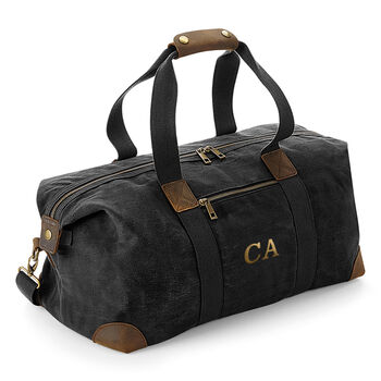 Monogrammed Luxury Waxed Canvas Holdall, 2 of 3