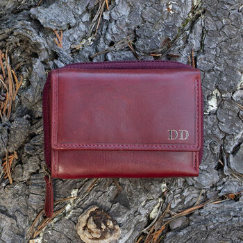 Women's Luxury Bordeaux Leather Small Trifold Purse Rfid Protected Personsalised, 2 of 7