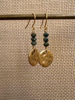 Aurora Hammered Coin Gemstone Earrings, 7 of 8