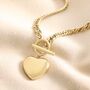 Gold Stainless Steel Chunky Toggle Heart Charm Necklace, thumbnail 1 of 2
