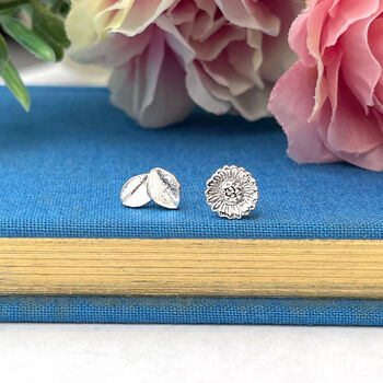 Sterling Silver Mismatched Leaf And Sunflower Earrings, 2 of 6