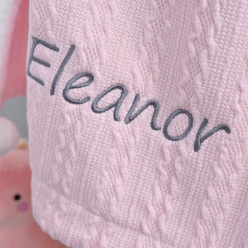 Personalised Pink Pom Pom Baby Girl Blanket, 2 of 6