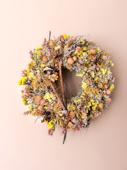 Dried Flower Wreath With Yellow And Pink, 3 of 5