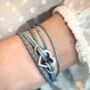 Custom Blue Wrap Memorial Bracelet For Ashes With Heart Urn, thumbnail 6 of 12