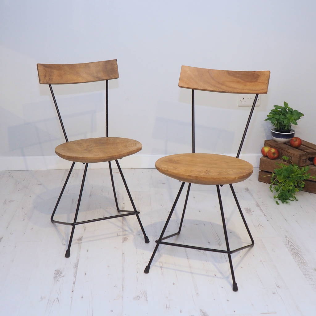 Industrial Wood Bistro Chair, 1 of 4