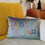 Peace And Love Embroidered Velvet Cushion, thumbnail 1 of 5