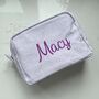 Personalised Cotton Stripe Embroidered Makeup Cosmetic Bag, thumbnail 2 of 3